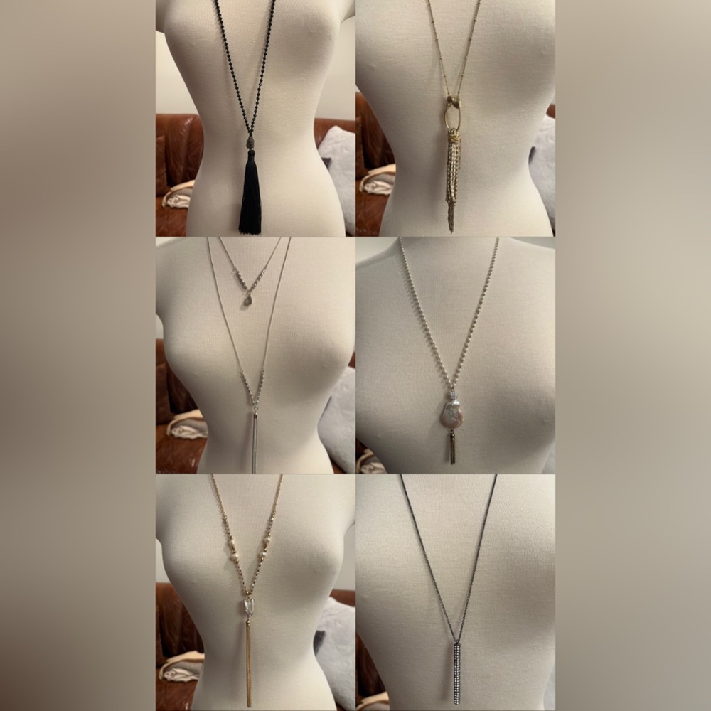 Silver, Black, and Gold Necklace Set